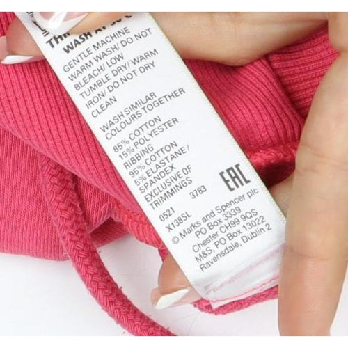 Marks and Spencer Women's Pink UK 18 Pullover Hoodie Drawstring Pockets