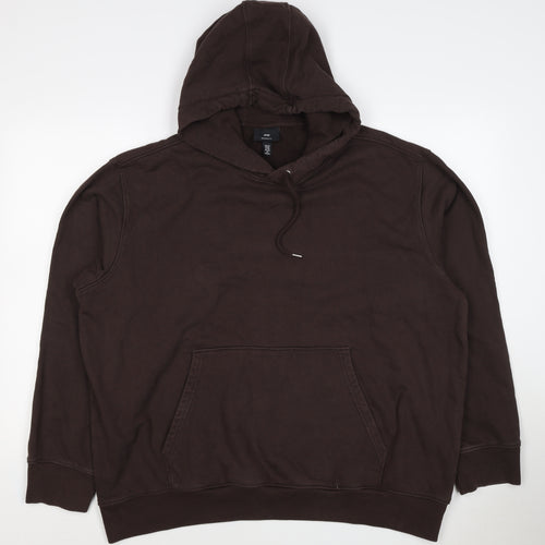 H&M Unisex Adults Brown 2XL Regular Fit Pullover Hoodie Cotton