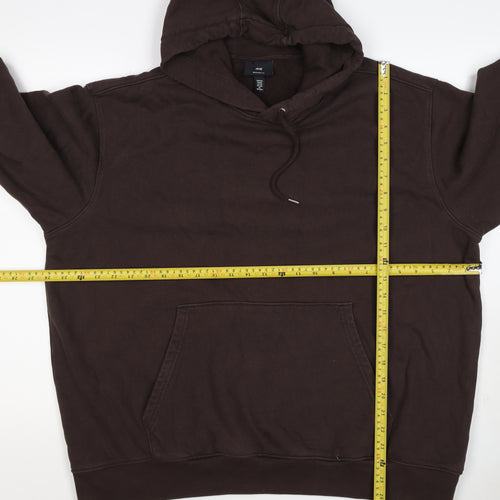 H&M Unisex Adults Brown 2XL Regular Fit Pullover Hoodie Cotton
