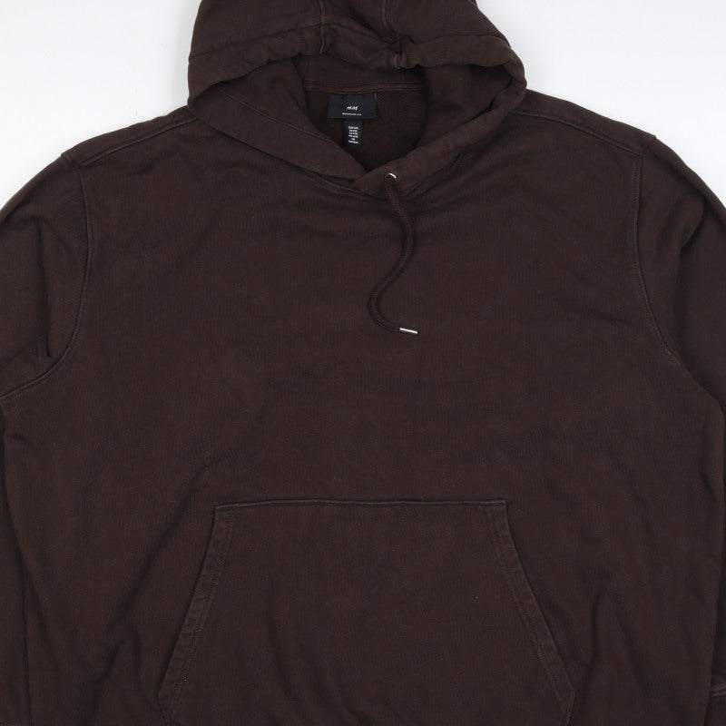 H&M Unisex Adults Brown 2XL Regular Fit Pullover Hoodie Cotton