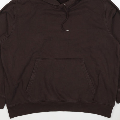 H&M Unisex Adults Brown 2XL Regular Fit Pullover Hoodie Cotton