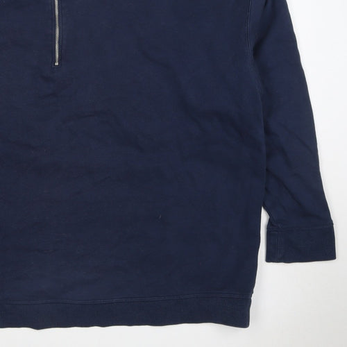 Marks & Spencer Women's Navy UK 22 Half Zip Cotton Blend Sweatshirt