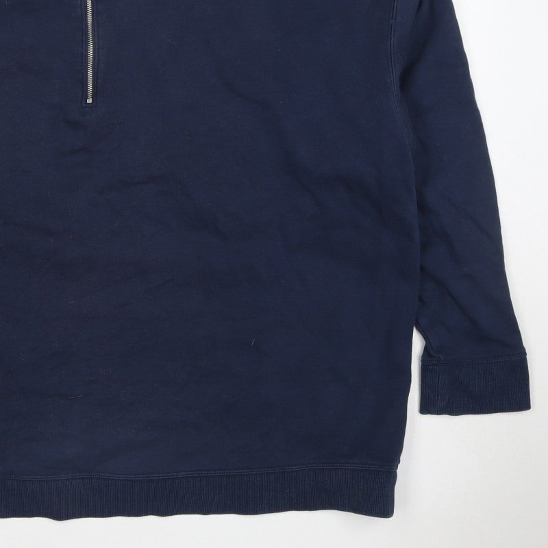 Marks & Spencer Women's Navy UK 22 Half Zip Cotton Blend Sweatshirt
