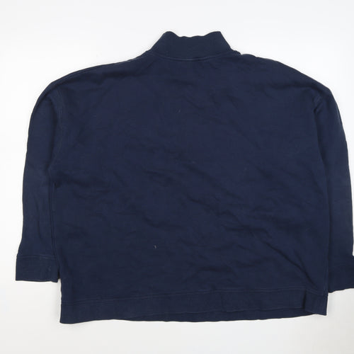 Marks & Spencer Women's Navy UK 22 Half Zip Cotton Blend Sweatshirt