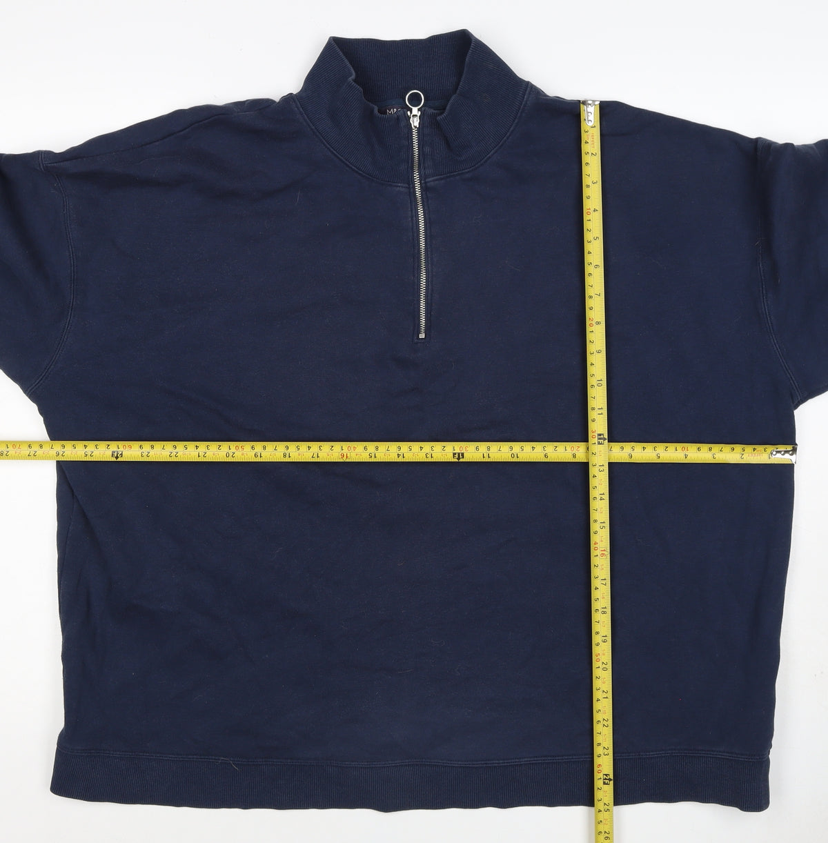 Marks & Spencer Women's Navy UK 22 Half Zip Cotton Blend Sweatshirt