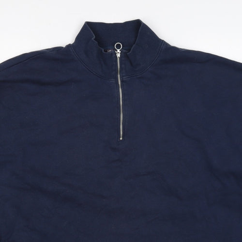Marks & Spencer Women's Navy UK 22 Half Zip Cotton Blend Sweatshirt
