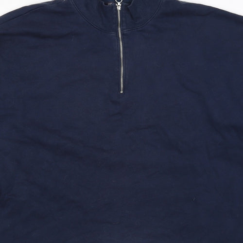 Marks & Spencer Women's Navy UK 22 Half Zip Cotton Blend Sweatshirt