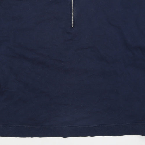 Marks & Spencer Women's Navy UK 22 Half Zip Cotton Blend Sweatshirt