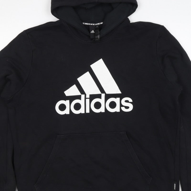 Adidas Men’s Black XL Pullover Logo Graphic Print Hoodie