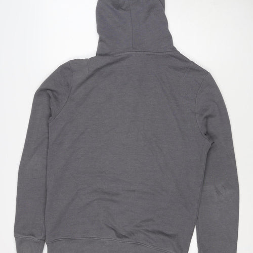AllSaints Men’s Grey XS Pullover Hoodie Embroidered Logo Pockets