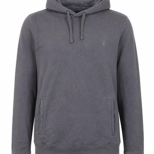 AllSaints Men’s Grey XS Pullover Hoodie Embroidered Logo Pockets