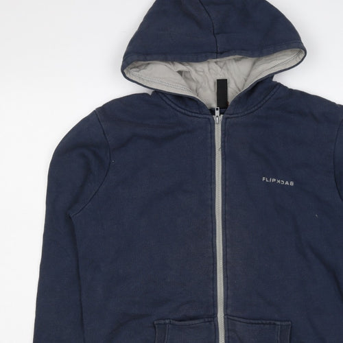 Flipback Boys Blue 13-14 Years Full Zip Hooded Fleece Logo Hoodie