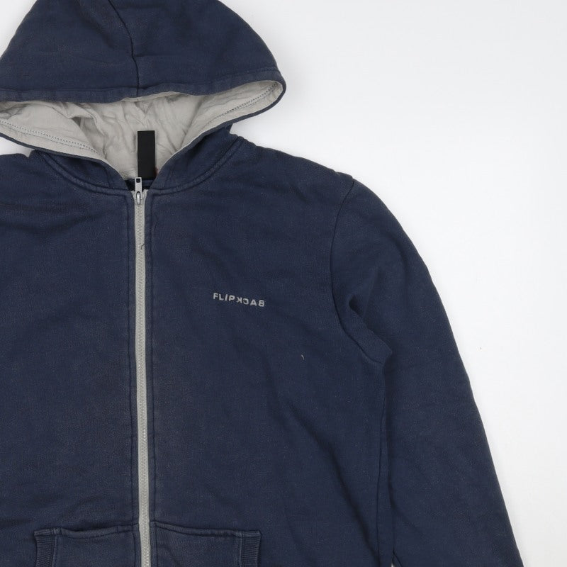 Flipback Boys Blue 13-14 Years Full Zip Hooded Fleece Logo Hoodie