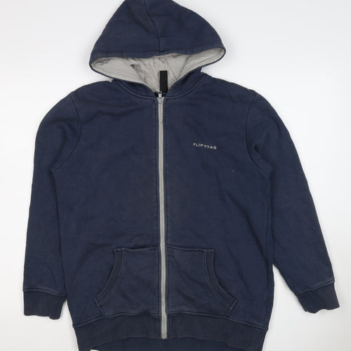 Flipback Boys Blue 13-14 Years Full Zip Hooded Fleece Logo Hoodie