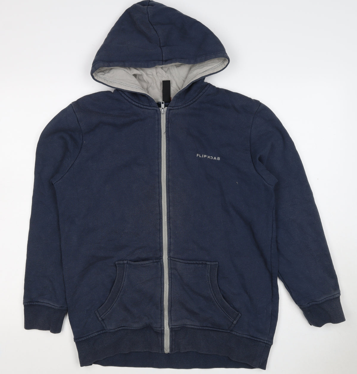 Flipback Boys Blue 13-14 Years Full Zip Hooded Fleece Logo Hoodie