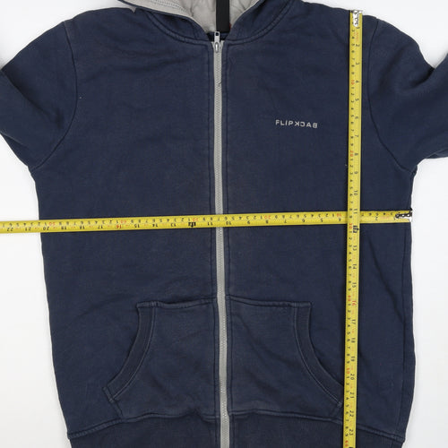 Flipback Boys Blue 13-14 Years Full Zip Hooded Fleece Logo Hoodie