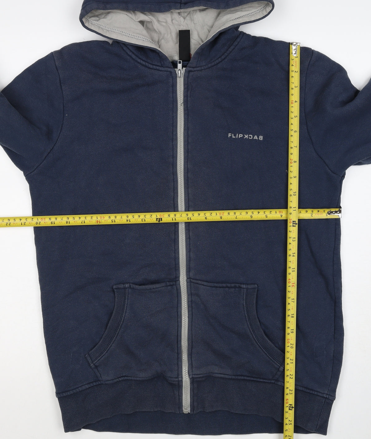Flipback Boys Blue 13-14 Years Full Zip Hooded Fleece Logo Hoodie