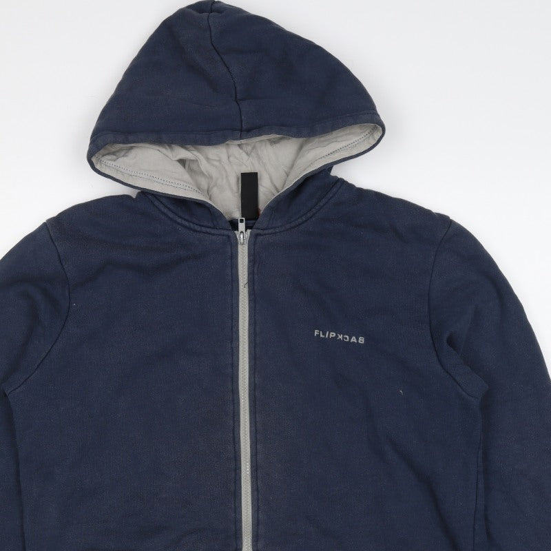Flipback Boys Blue 13-14 Years Full Zip Hooded Fleece Logo Hoodie