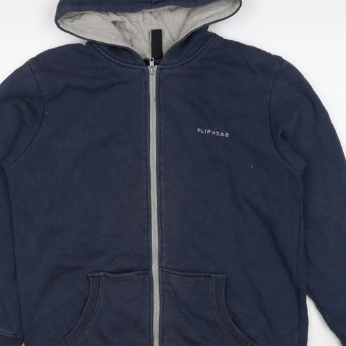 Flipback Boys Blue 13-14 Years Full Zip Hooded Fleece Logo Hoodie
