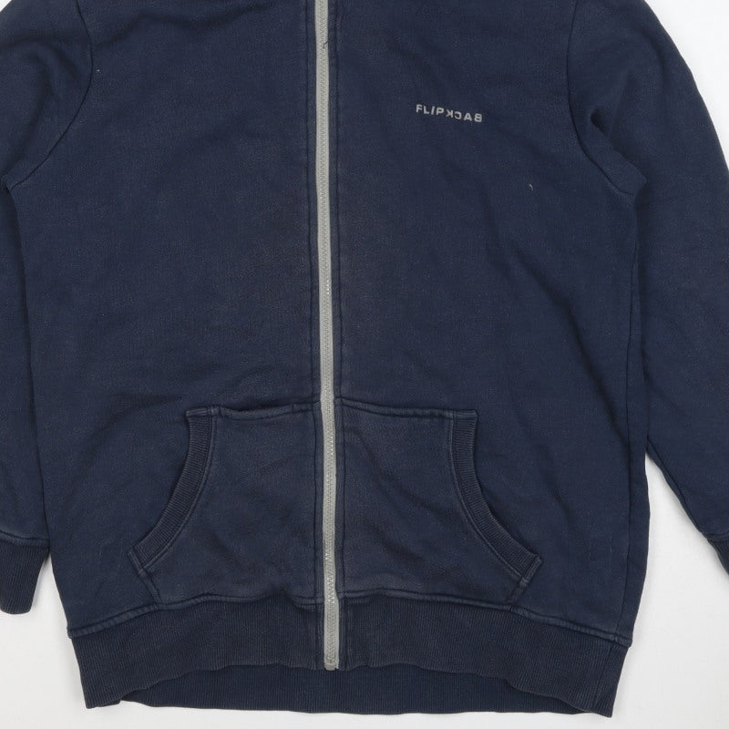 Flipback Boys Blue 13-14 Years Full Zip Hooded Fleece Logo Hoodie