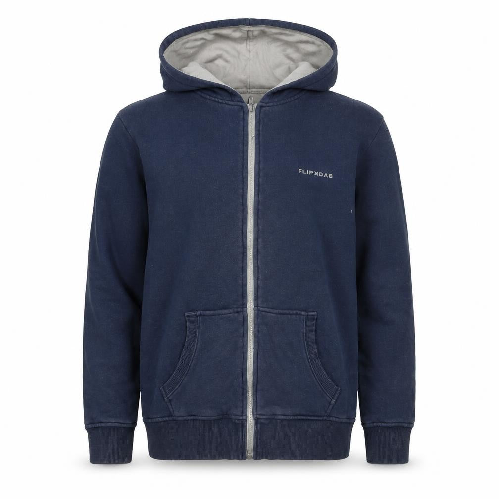 Flipback Boys Blue 13-14 Years Full Zip Hooded Fleece Logo Hoodie
