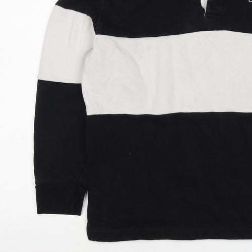 Hollister Men Black White XS Henley Colour Block Sweatshirt Logo