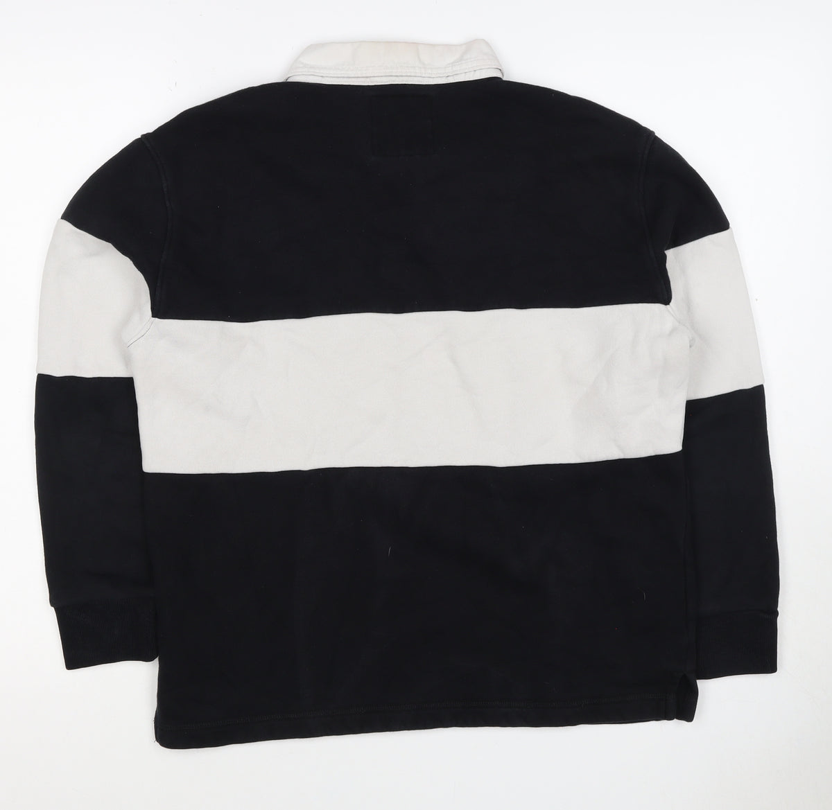 Hollister Men Black White XS Henley Colour Block Sweatshirt Logo