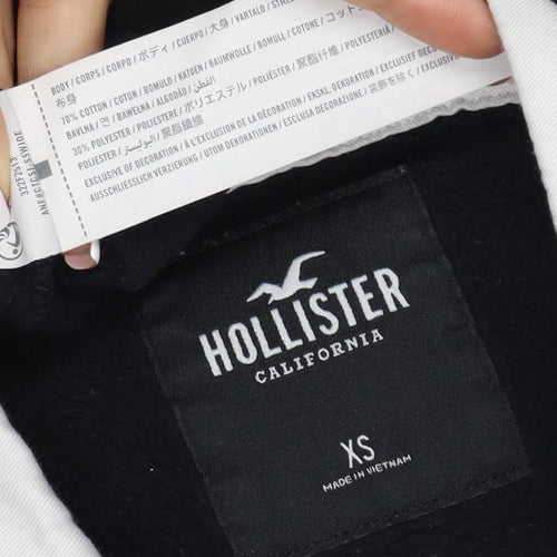 Hollister Men Black White XS Henley Colour Block Sweatshirt Logo