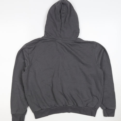H&M Women’s Grey M Pullover Hoodie Love Embroidered Cotton Blend