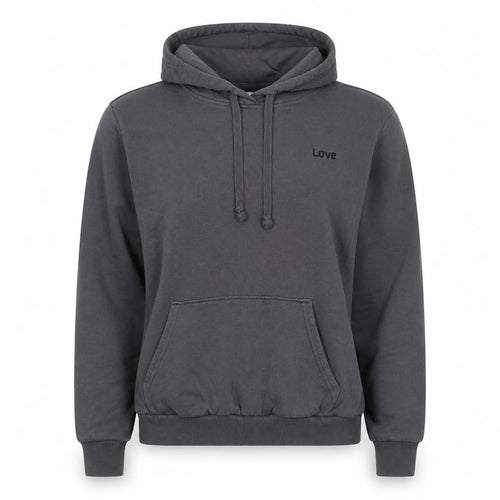 H&M Women’s Grey M Pullover Hoodie Love Embroidered Cotton Blend