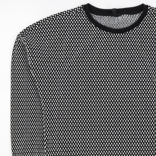 Topshop Women’s Black White UK 8 Geometric Knit Pullover Sweatshirt