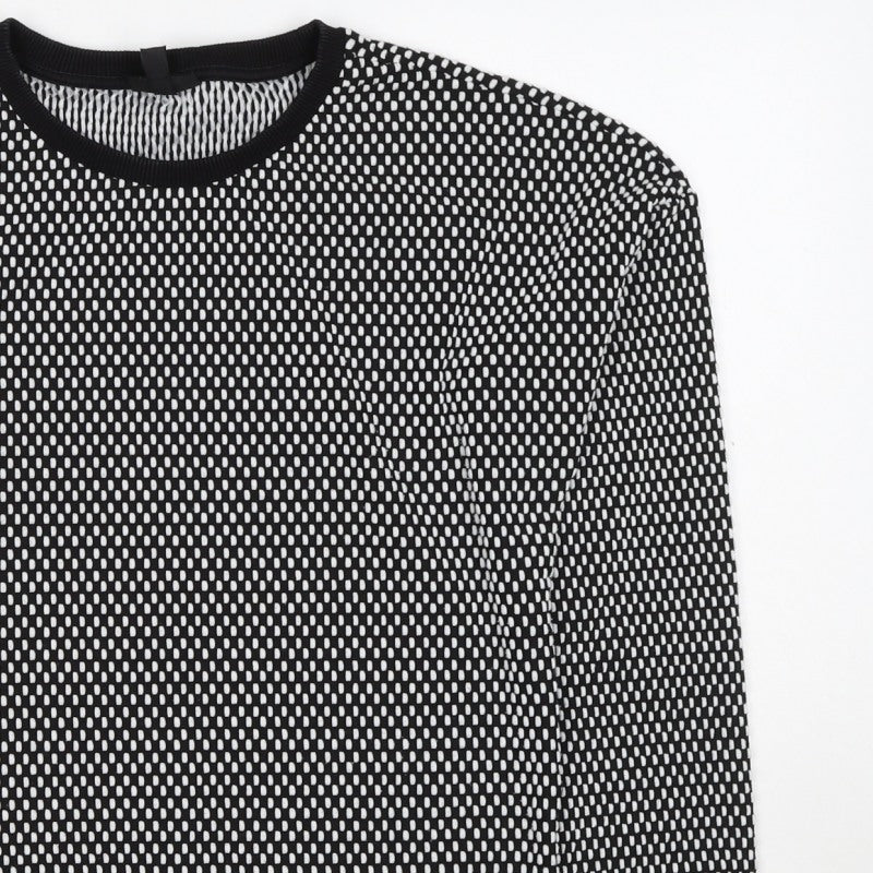 Topshop Women’s Black White UK 8 Geometric Knit Pullover Sweatshirt