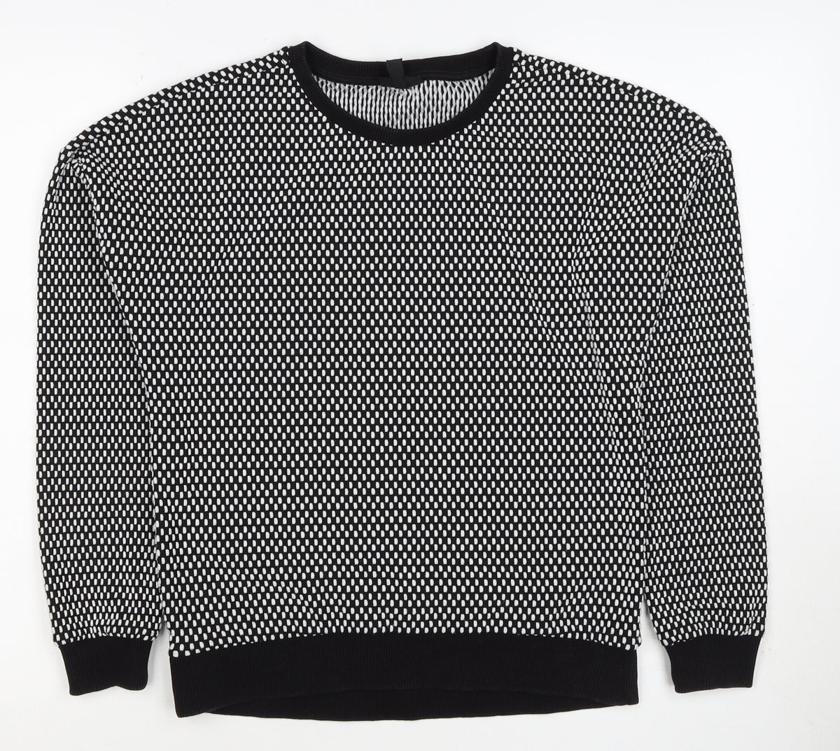 Topshop Women’s Black White UK 8 Geometric Knit Pullover Sweatshirt