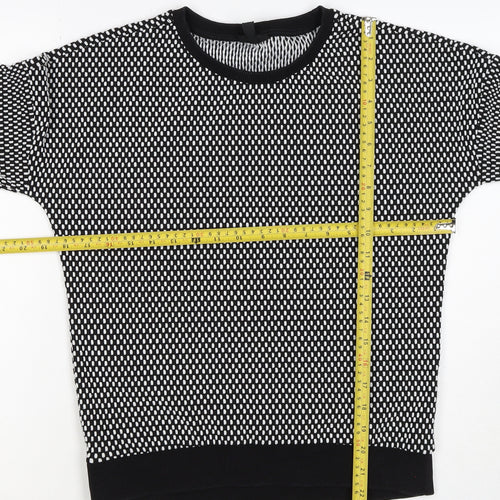 Topshop Women’s Black White UK 8 Geometric Knit Pullover Sweatshirt