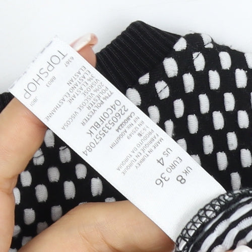 Topshop Women’s Black White UK 8 Geometric Knit Pullover Sweatshirt
