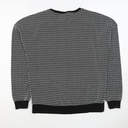 Topshop Women’s Black White UK 8 Geometric Knit Pullover Sweatshirt