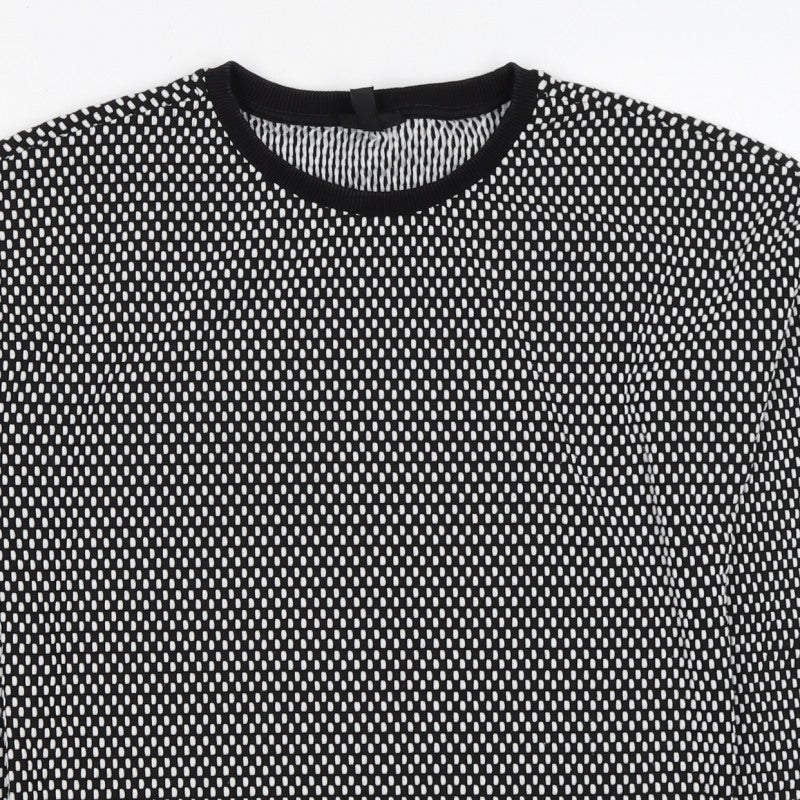 Topshop Women’s Black White UK 8 Geometric Knit Pullover Sweatshirt