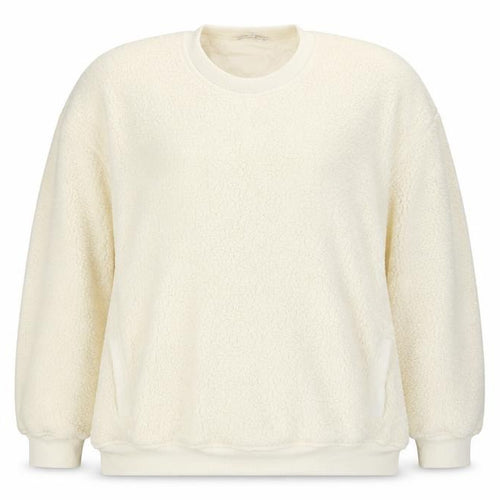Next Women Ivory L Sherpa Fleece Crew Neck Pullover Sweatshirt Pockets