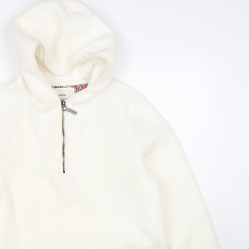 Joules Women Ivory UK 10 Hooded 1/4 Zip Fleece Pullover Sweatshirt