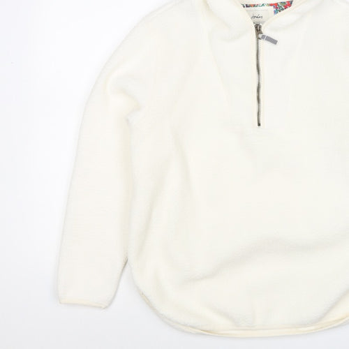 Joules Women Ivory UK 10 Hooded 1/4 Zip Fleece Pullover Sweatshirt