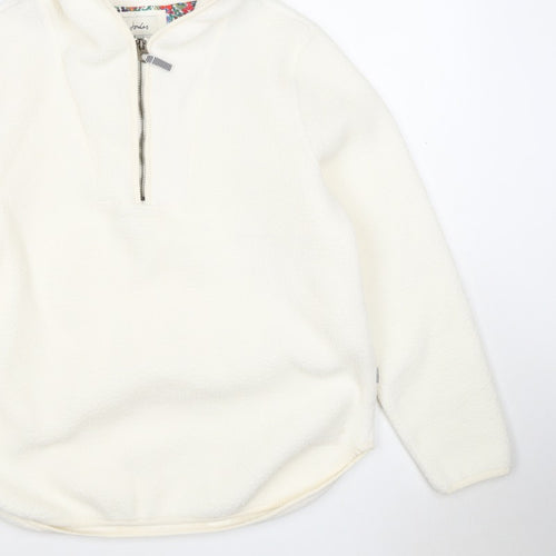 Joules Women Ivory UK 10 Hooded 1/4 Zip Fleece Pullover Sweatshirt