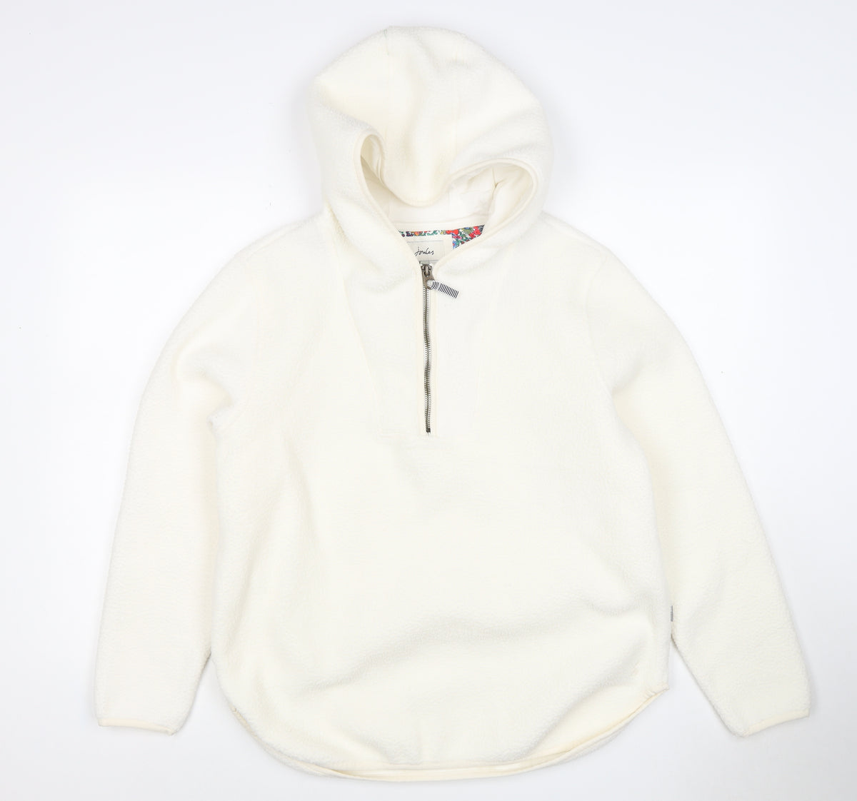 Joules Women Ivory UK 10 Hooded 1/4 Zip Fleece Pullover Sweatshirt