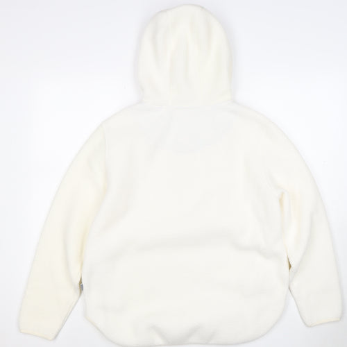 Joules Women Ivory UK 10 Hooded 1/4 Zip Fleece Pullover Sweatshirt