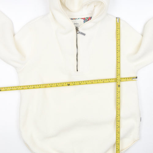 Joules Women Ivory UK 10 Hooded 1/4 Zip Fleece Pullover Sweatshirt