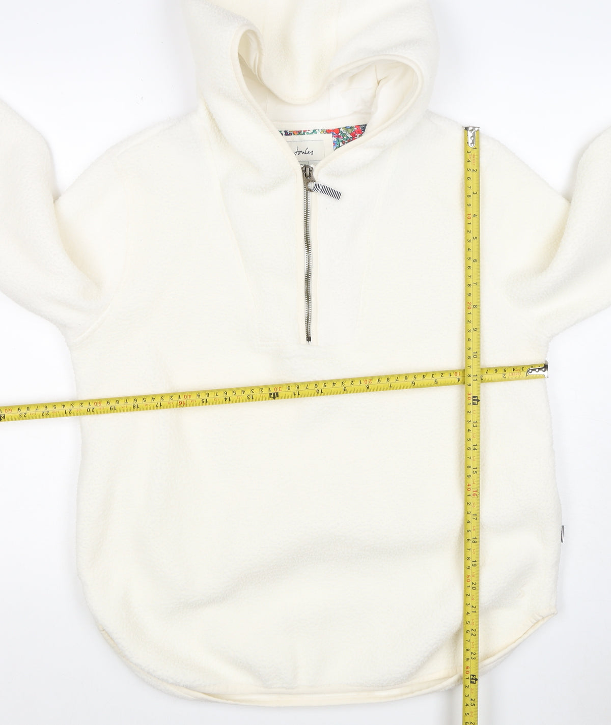 Joules Women Ivory UK 10 Hooded 1/4 Zip Fleece Pullover Sweatshirt