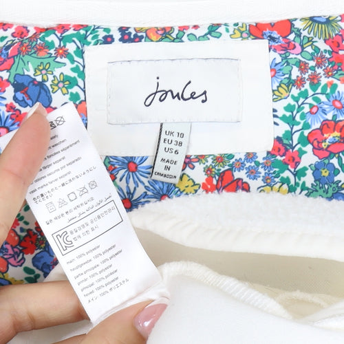 Joules Women Ivory UK 10 Hooded 1/4 Zip Fleece Pullover Sweatshirt