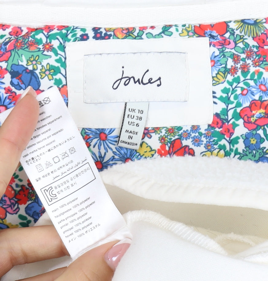 Joules Women Ivory UK 10 Hooded 1/4 Zip Fleece Pullover Sweatshirt