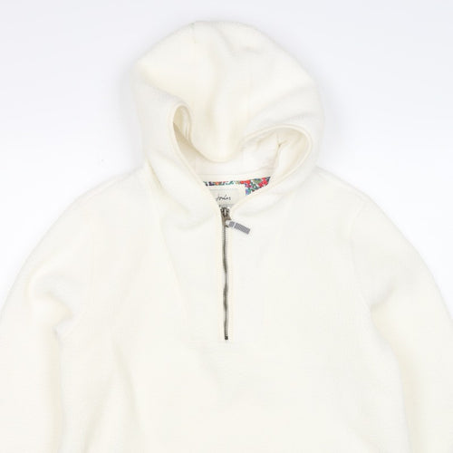 Joules Women Ivory UK 10 Hooded 1/4 Zip Fleece Pullover Sweatshirt