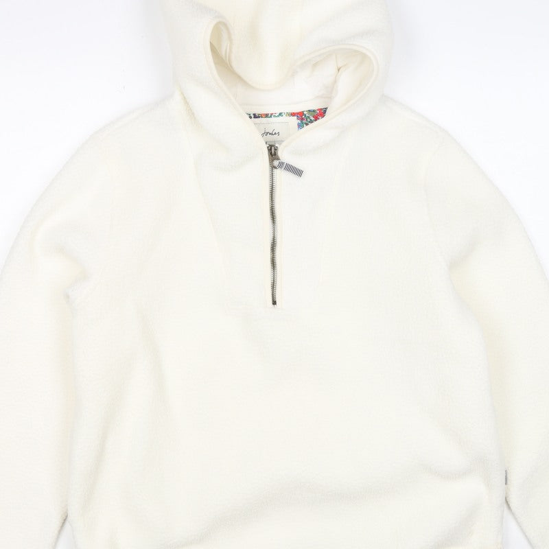 Joules Women Ivory UK 10 Hooded 1/4 Zip Fleece Pullover Sweatshirt