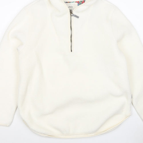 Joules Women Ivory UK 10 Hooded 1/4 Zip Fleece Pullover Sweatshirt